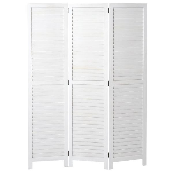 Mendler Paravent HWC-C30, Raumteiler Trennwand Sichtschutz, Shabby-Look Vintage, 170x120cm, weiß, 62634