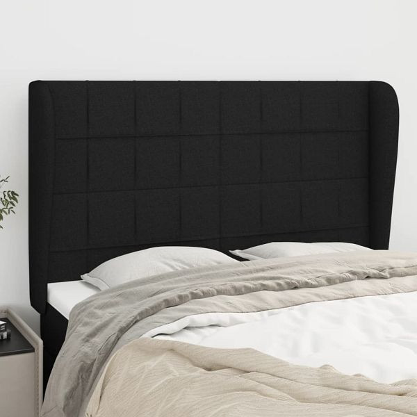vidaXL Kopfteil mit Ohren Schwarz 147x23x118/128 cm Stoff, 3117956