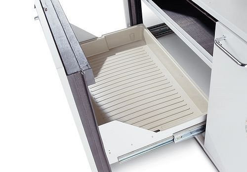 asecos PP-Einlegewanne für Gefahrstoffschränke mit Einlegeböden 600mm Breit, weiß, 133976
