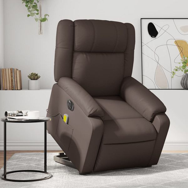 vidaXL Massagesessel mit Aufstehhilfe Elektrisch Braun Kunstleder, 3205173