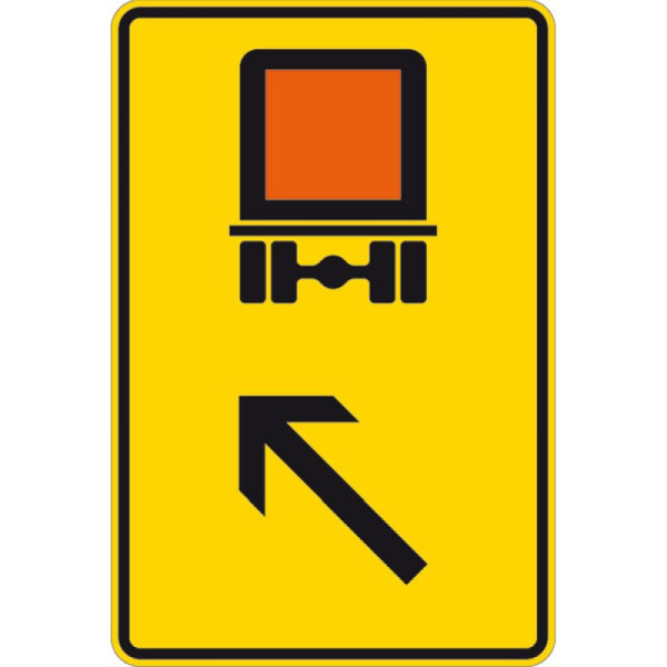 Stein HGS Wegweiser für kennzeichnungspflichtige Fahrzeuge mit gefährlichen Gütern (links einordnen) Nr. 422-13, 900x600mm /RA2/Flachform 2mm, 422-13-221