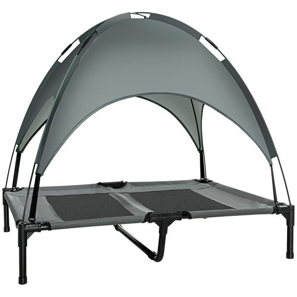 PawHut Haustierbett mit Baldachin Erhöhtes Hundebett Hundeliege outdoor Grau, D04-059