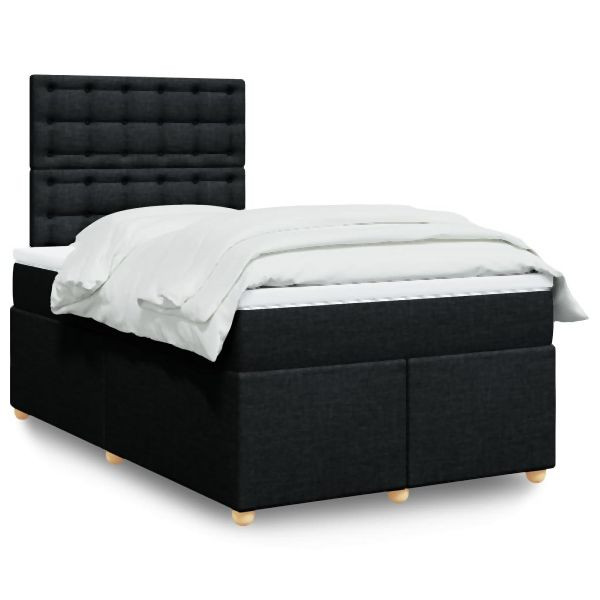 vidaXL Boxspringbett mit Matratze Schwarz 120x200 cm Stoff, 3293563
