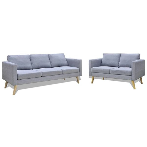 vidaXL Sofa Set 2-Sitzer und 3-Sitzer Stoff Hellgrau, 272193