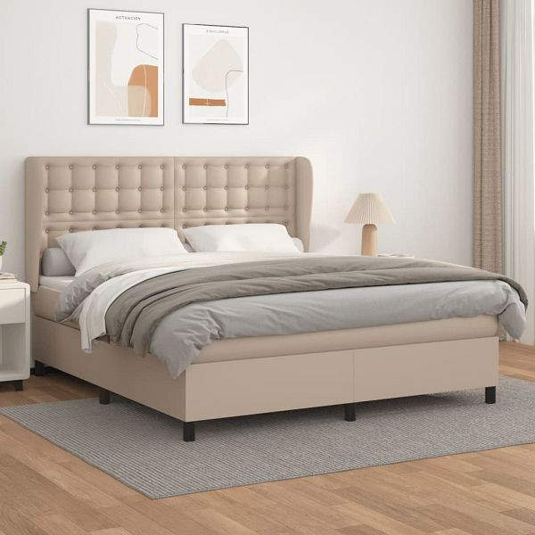vidaXL Boxspringbett Matratze Cappuccino-Braun 160x200 cm Kunstleder, 3129044