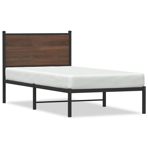 vidaXL Bettgestell mit Kopfteil Metall Braun Eichen-Optik 90x190 cm, 4007757