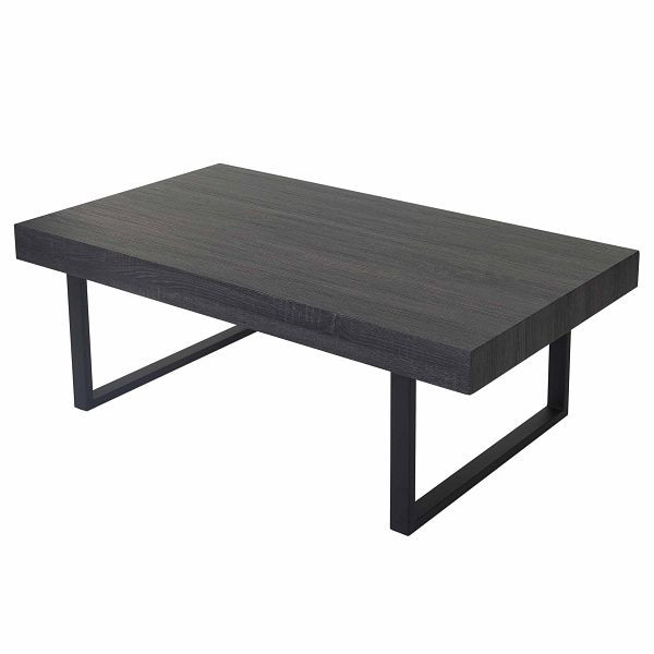Mendler Couchtisch Kos T576, Wohnzimmertisch, 40x110x60cm MVG, Schwarze Eiche-Optik, dunkle Metall-Füße, 46134