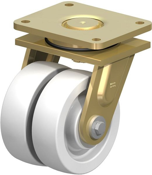 Blickle LSD-SPO 160K-35 Stahlgeschweißte Schwerlast-Doppel-Lenkrolle, schwere Drehkranz-Ausführung, Polyamid, Weiß, 762938