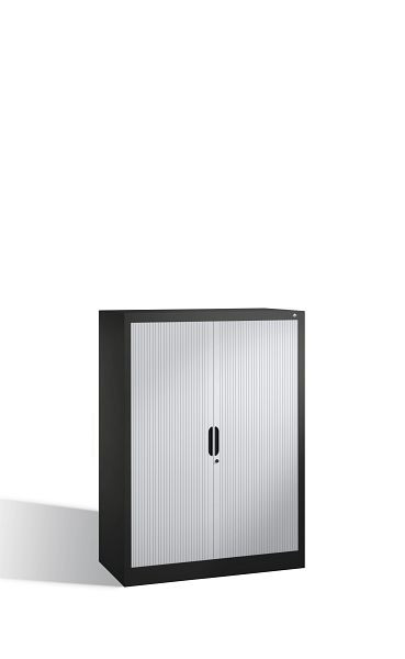 C+P Sideboard mit Rollladen Omnispace, H1345xB1000xT420mm, Farbe: Schwarzgrau / Lichtgrau, Griffmulde, 3 OH, 3222-00 S10024