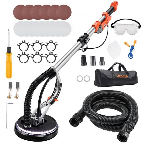 VEVOR Trockenbauschleifer 1010W, 255mm Schleifteller, 1000–2200 U/min, LED, Ausziehbarer Griff, 15 Schleifscheiben, Staubschlauch, GSGQSGJDLEDDAZOAB001V2