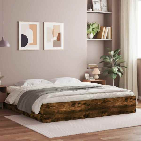 vidaXL Bettgestell mit Schubladen Räuchereiche 160x200cm Holzwerkstoff, 3207263
