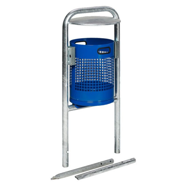 Stein HGS Abfallbehälter -Cubo Jorge- mit Rohrbogen und Dach, feuerverzinkt /zum Einbetonieren, 17294