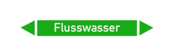 Schilder Klar Rohrleitungskennzeichen Flusswasser, 33000x90 mm Folie selbstklebend, 101425/90