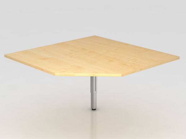 Hammerbacher Verkettungsplatte trapezförmig / Stützfuß eckig Ahorn/Silber, Quadratform mit abgeschrägter Ecke, VRT12/3/S