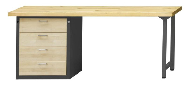 ANKE Werkbänke Kombiwerkbank, Modell 828 VH, 2000 x 700 x 890 mm, RAL 7016/Buche, BMP 40 mm, 420.129