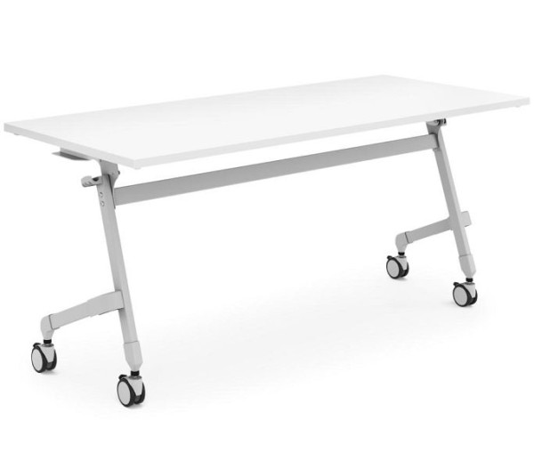 Deskin Klapptisch / Mehrzwecktisch auf Rollen, Platte Dekor Weiß, Gestell Alusilber, B 1200 x T 800 x H 720 mm, 351842