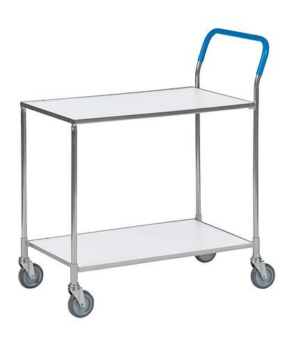 Kongamek Transportwagen KM, verzinkt, 2 Böden beschichtet weiß, 150 Kg, 850x435 mm, 4 Lenkrollen PU, 255331