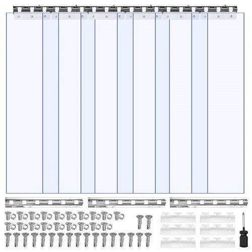 VEVOR PVC-Streifenvorhang 915x2134mm, 2mm dick, 6er-Pack, -55,6℃ bis 30℃ glatt, transparent für Lager & Garagentore, PZPVCML3684IYI4EF001V0