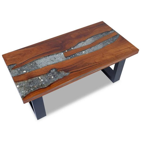 vidaXL Couchtisch Teak Harz 100x50 cm, 243467, 8718475999010