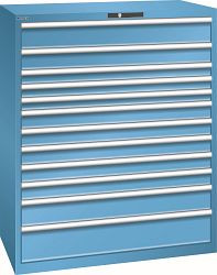LISTA Schubladenschrank 64x36E (BxTxH) 1193x725x1450mm KEY Lock, Lichtblau, 12 Schubladen, Fronthöhen: 75-200mm, 78.842.010