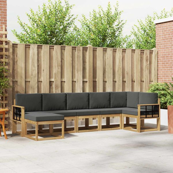 vidaXL Outdoor-Sofagarnitur 7-teilig Weiß und Anthrazit Polyester, 3387956
