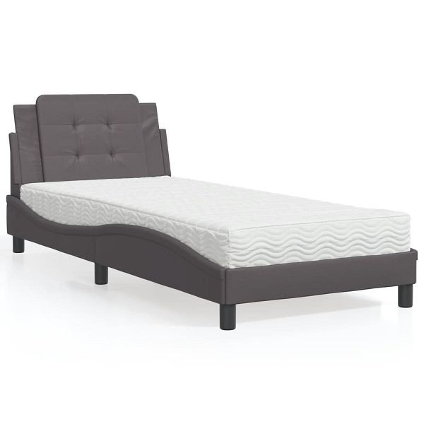 vidaXL Bett mit Matratze Grau 80x200 cm Kunstleder, 3208827