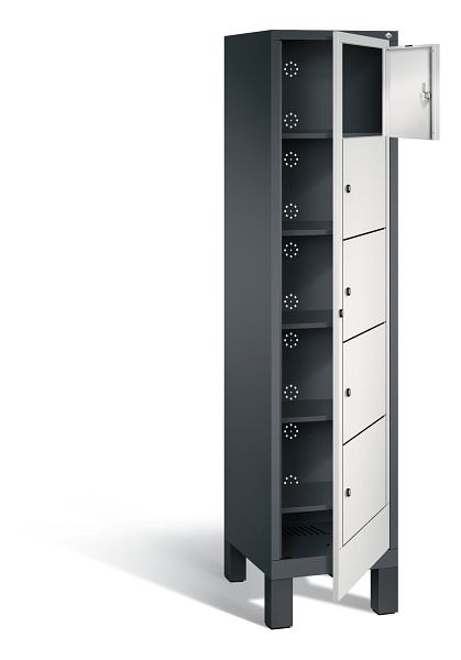 C+P Wäsche-Sammelschrank Evolo, H1850xB420xT500mm, Farbe: Schwarzgrau / Lichtgrau, 48060-105 S10033