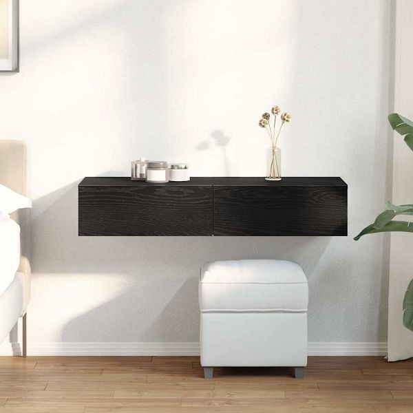 vidaXL Wandregal mit Schubladen Schwarz 100x36x19 cm Holzwerkstoff, 859987