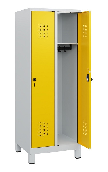 C+P Spind Evolo PLUS, Füße, 2 Abteile, 1630x600x500mm, 7035/1023, Drehriegel, 0490105-20 S10001
