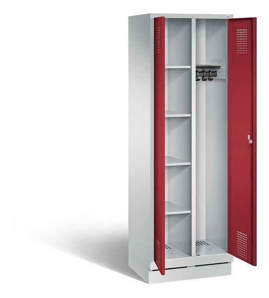 C+P Putzmittel-Spind Evolo, H1800xB610xT500mm, Farbe: Lichtgrau / Rubinrot, 48160-20 S10065