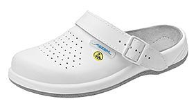 ABEBA Berufsschuhe Arrow Clog weiß ESD, OB, Fersenriemen klappbar, verstellbar, Glattleder, perforiert, 35600-41