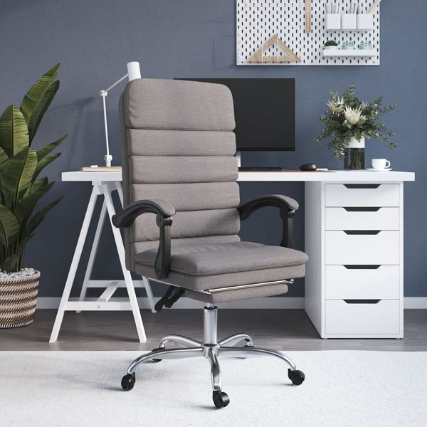 vidaXL Bürostuhl mit Massagefunktion Taupe Stoff, 349723
