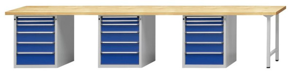 ANKE Werkbänke Kombiwerkbank, Modell 932 V, 4050 x 700 x 890 mm, RAL 7035/5010, BMP 40 mm, 411.881