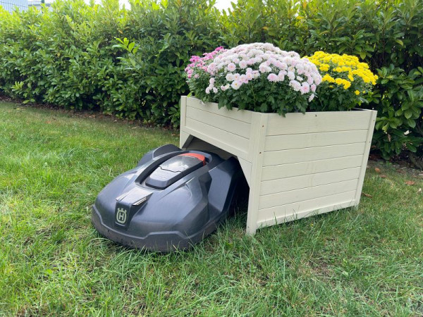 Metra Hochbeet und Mähroboter-Garage aus Fichtenholz, wetterbeständig, inkl. Pflanzkasten 79 x 73 x 56 cm, 10138