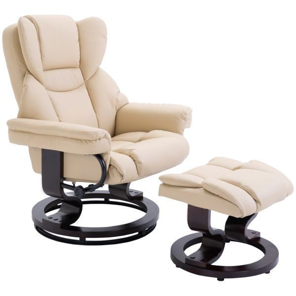 HOMCOM Relaxsessel mit Hocker drehbarer Ruhesessel TV-Sessel mit Liegefunktion, 833-698CW