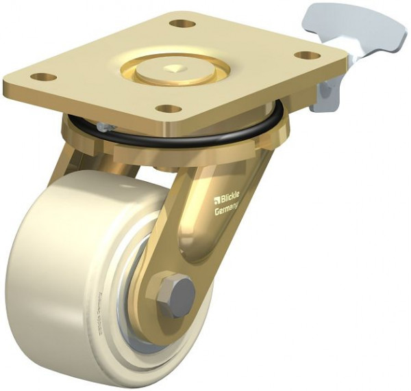 Blickle LS-GSPO 101K-RI4 Stahlgeschweißte Schwerlast-Lenkrolle, schwere Drehkranz-Ausführung, Gusspolyamid, Weiß, 649582