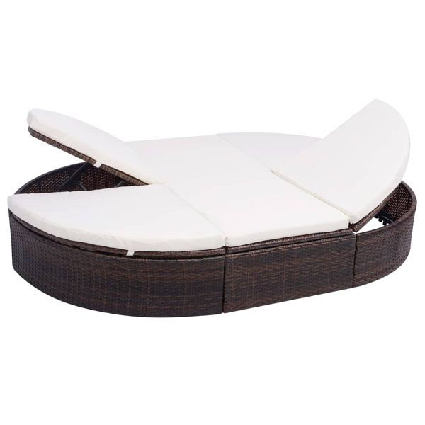 vidaXL Outdoor-Loungebett mit Kissen Poly Rattan Braun, 42939