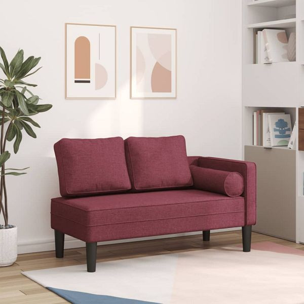 vidaXL Chaiselongue mit Kissen Weinrot Stoff (Polyester), 4007586