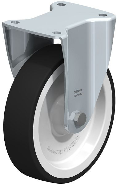 Blickle BH-POTH 200R Stahlblech-Bockrolle, Schwerlast-Ausführung, mit Anschraubplatte, Thermoplastisches Polyurethan, Grau, 44990