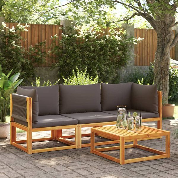 vidaXL 3-tlg. Garten-Sofagarnitur mit Kissen Massivholz Akazie, 3278831