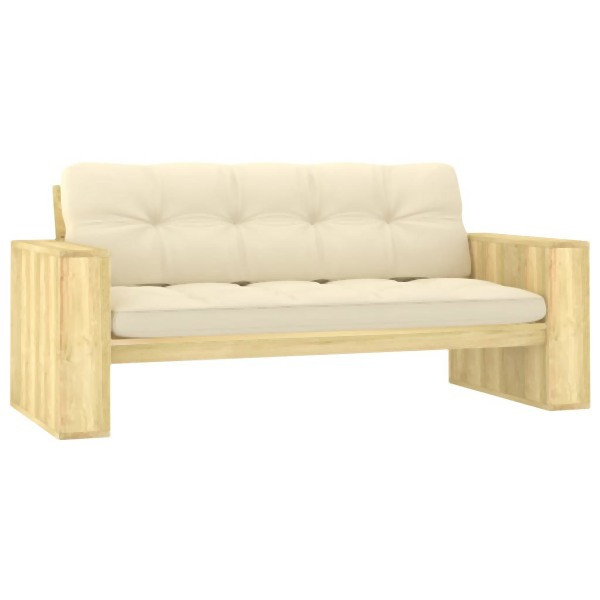 vidaXL Gartenbank mit Creme Kissen 179 cm Kiefernholz Imprägniert, 3065758