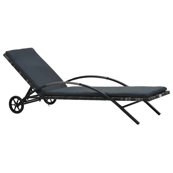 vidaXL Sonnenliege mit Kissen und Rädern Poly Rattan Anthrazit, 47749