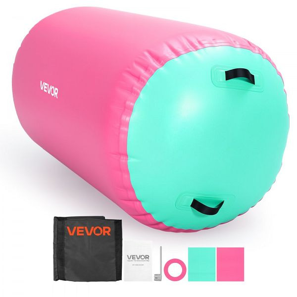 VEVOR Airtrack Rolle 120 x 75 cm, aufblasbar, mit Pumpe, Pink, 200 kg, Silikongriffe, Schlauch & Tasche, YXGT472INCH2LRKAZ001V2