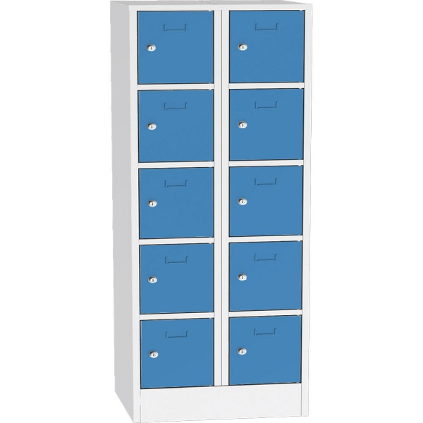 Deskin Schließfach-Stahlschrank SYSTEM SP1 COLOR, Korpus Lichtgrau RAL7035, Türen Lichtblau RAL 5012, H 1850 x B 800 x T 500 mm, Zylinderschloss, 282202