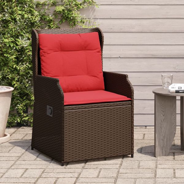 vidaXL Liege-Gartenstühle 2 Stück mit Kissen Braun Polyrattan, 368997