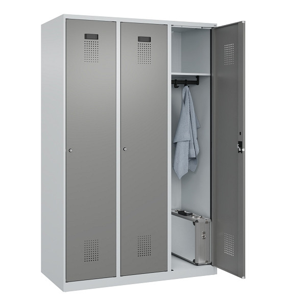 C+P Spind Evolo PLUS, 3 Abteile, 1850x1200x500mm, 7035/0004, Verschluss Zylinderschloss, Ablageböden 3, 049000-32 S10041