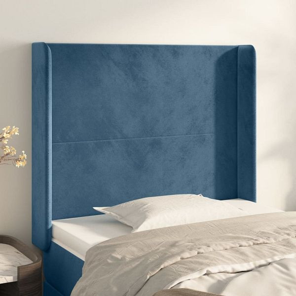 vidaXL Kopfteil mit Ohren Dunkelblau 93x16x118/128 cm Samt, 3119340