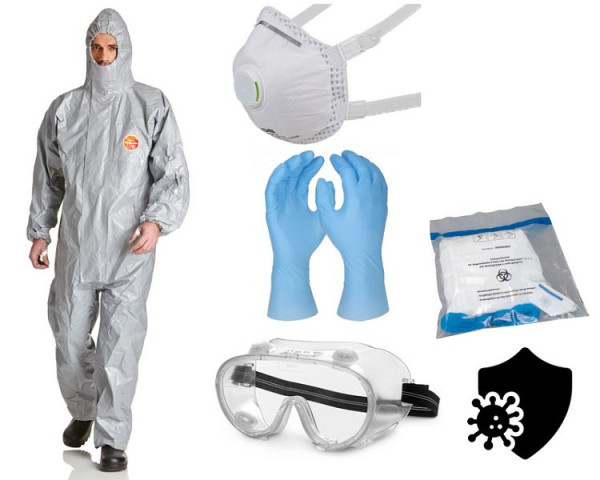 ProSafe Overall Kat III Typ 3b, 4b, 5b, 6b, P3 Maske, Brille, Handschuhe, Entsorgungsbeutel, M, SET-H / M