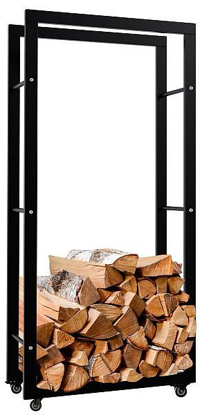 CLP Kaminholzständer Keri mit Rollen 25x60x125 mm, schwarz, 325285