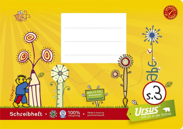 URSUS Formati Schreibheft S.3 - A5 quer 20 Blatt 80g/qm 6/6/6mm liniert, 06053081